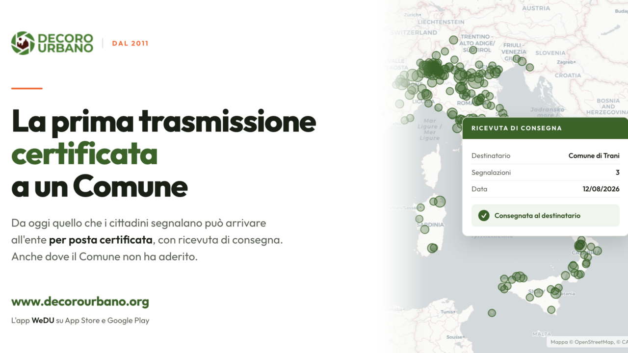 La prima segnalazione consegnata a un Comune via PEC